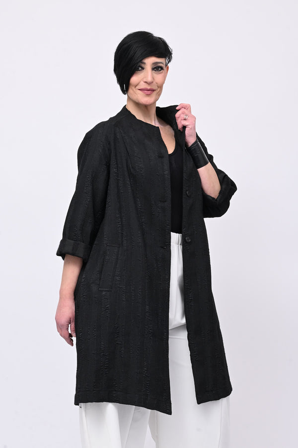 Cappotto senza collo elaborato - Nero