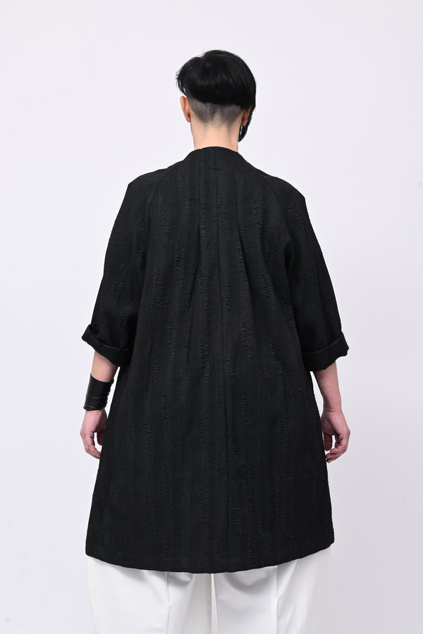 Cappotto senza collo elaborato - Nero