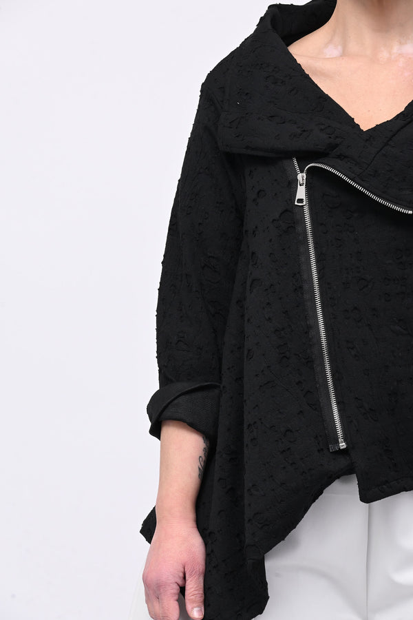 Giacca zip goffrata - Nero