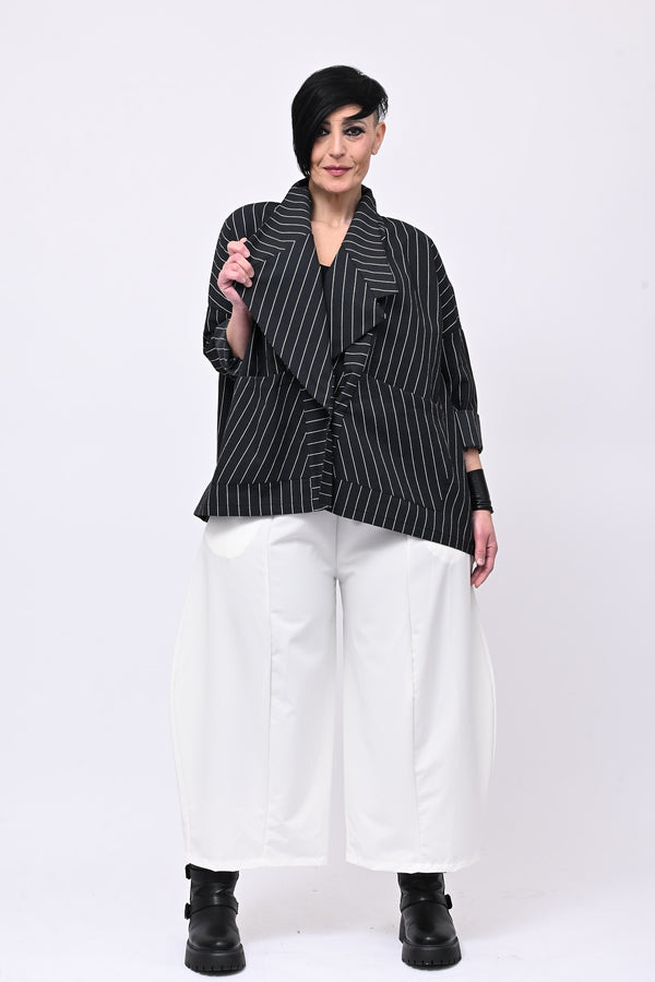 Giacca jeansata maxi rever - Nero