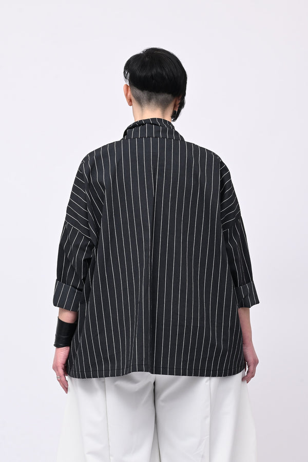 Giacca jeansata maxi rever - Nero