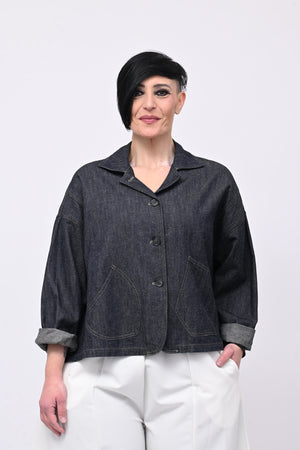 Giacca jeans crop - Jeans scuro