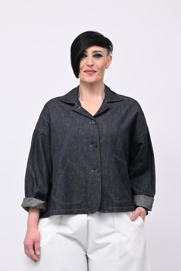 Giacca jeans crop - Jeans scuro