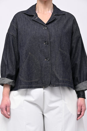Giacca jeans crop - Jeans scuro