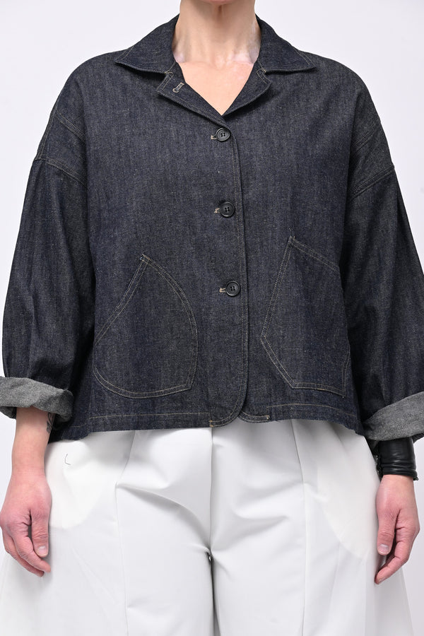 Giacca jeans crop - Jeans scuro