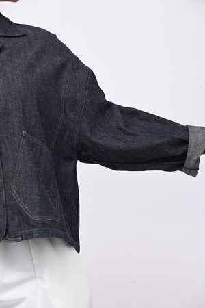 Giacca jeans crop - Jeans scuro
