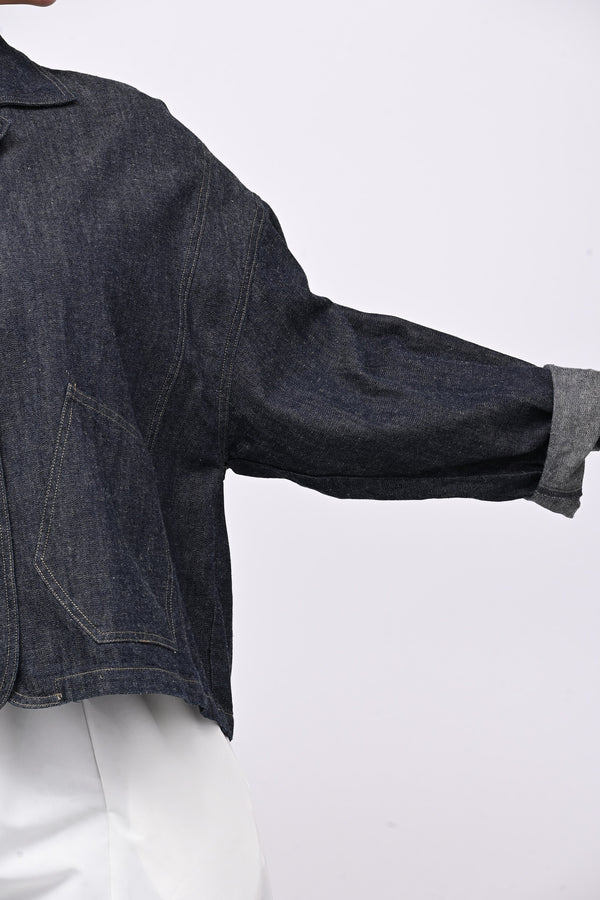 Giacca jeans crop - Jeans scuro