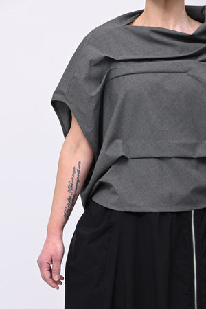 Blusa pieghe in twill - Grigio