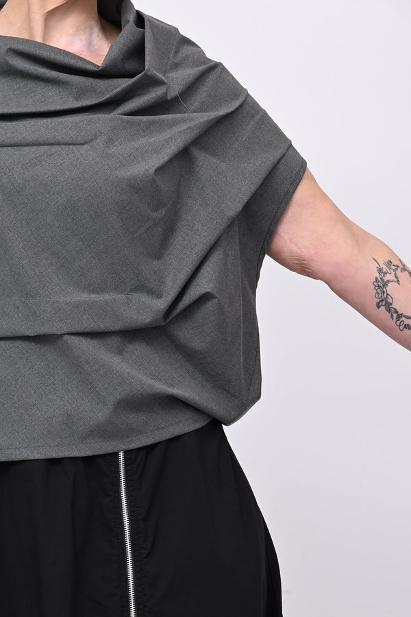 Blusa pieghe in twill - Grigio