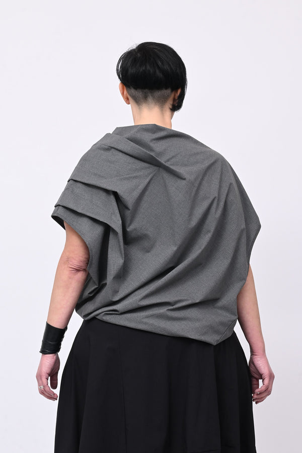 Blusa pieghe in twill - Grigio