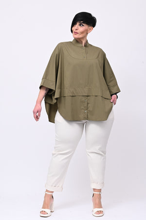 Camicia coreana kimono - Verde militare