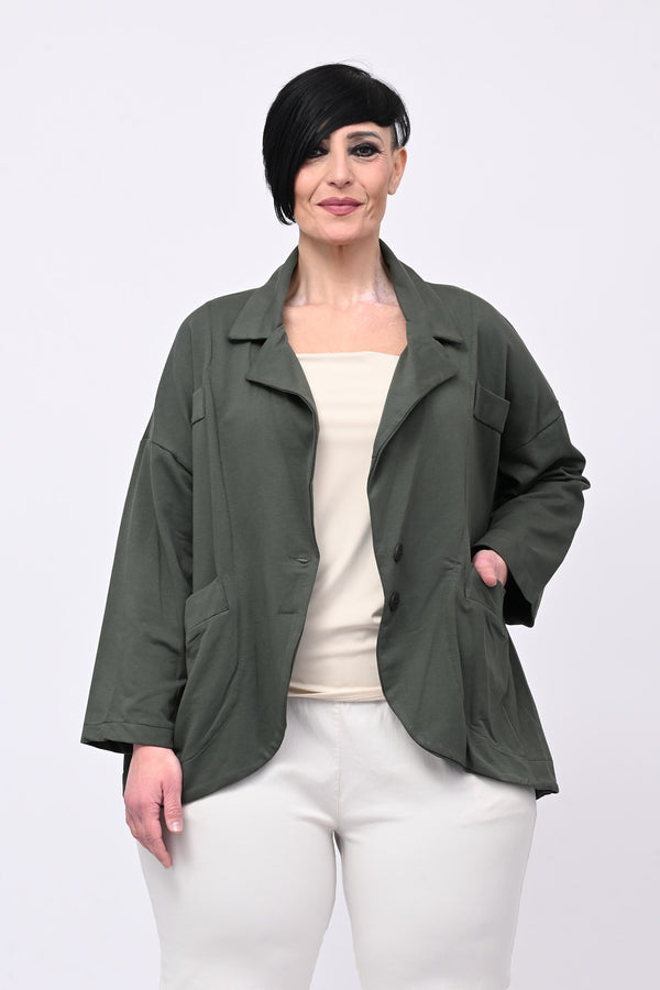 Giacca felpa stondata - Verde militare