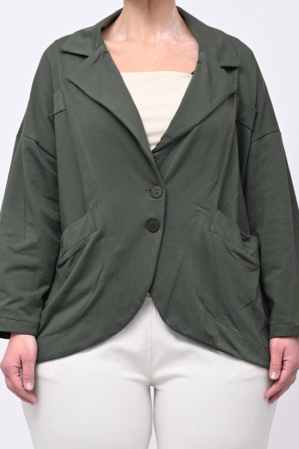 Giacca felpa stondata - Verde militare