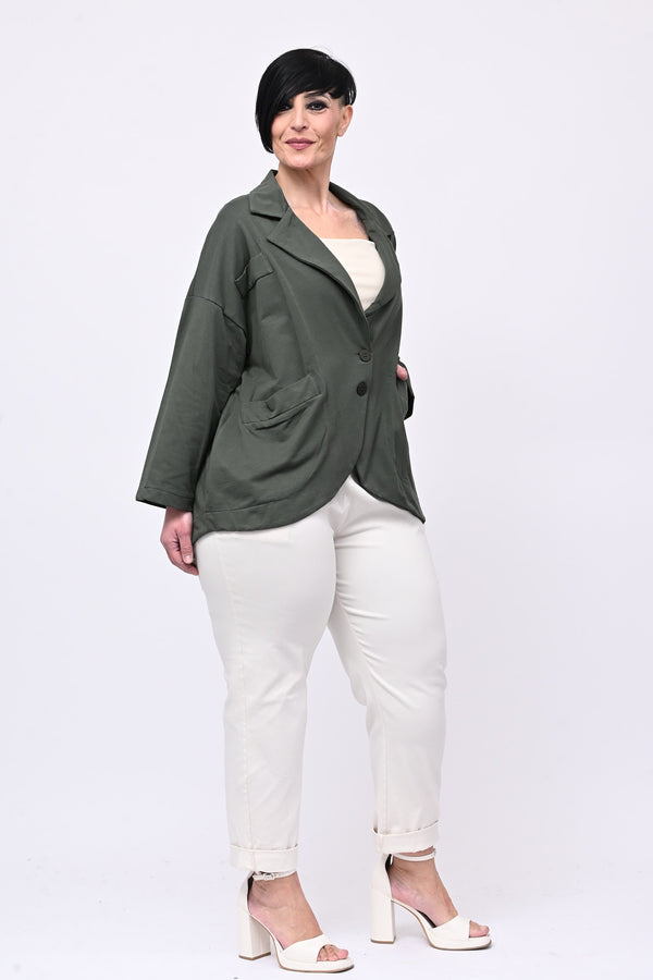 Giacca felpa stondata - Verde militare