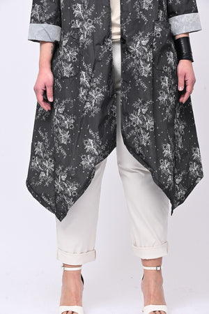 Spolverino incerato fiori - Nero