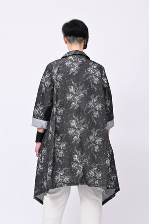 Spolverino incerato fiori - Nero