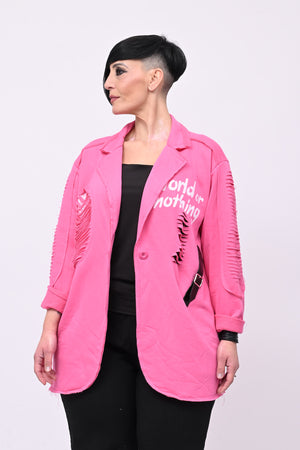 Giacca felpa strappi - Fuxia