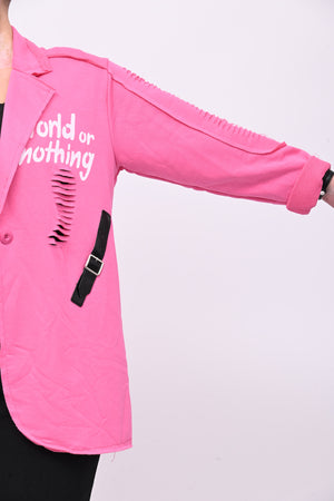 Giacca felpa strappi - Fuxia