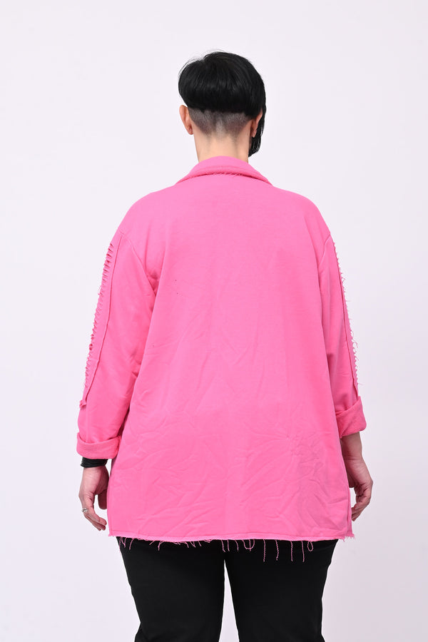 Giacca felpa strappi - Fuxia