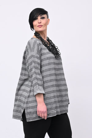 Maglia garzata righe - Nero