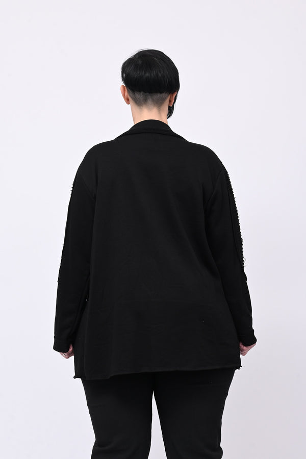 Giacca felpa strappi - Nero