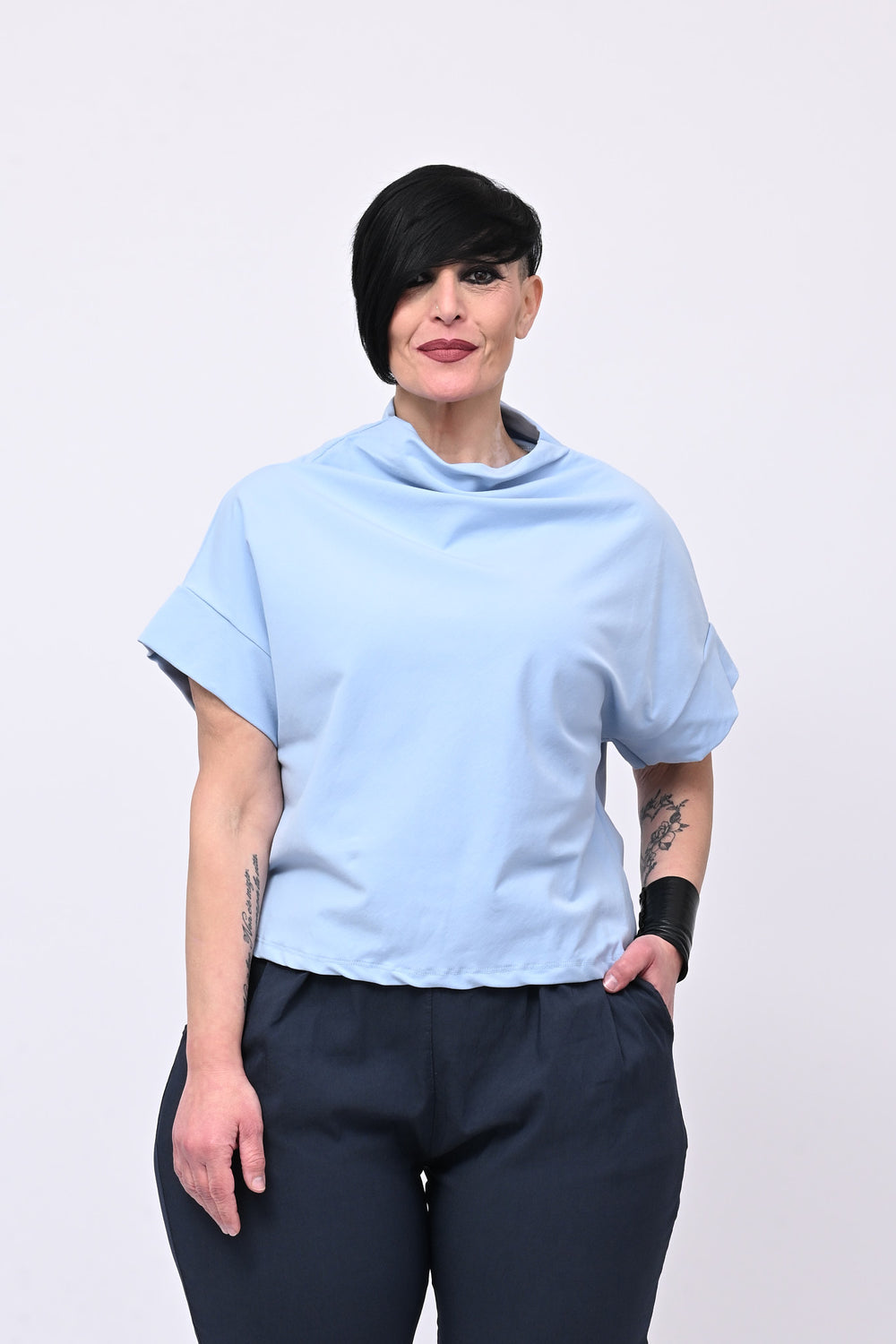 Maglia scollo cratere - Cielo