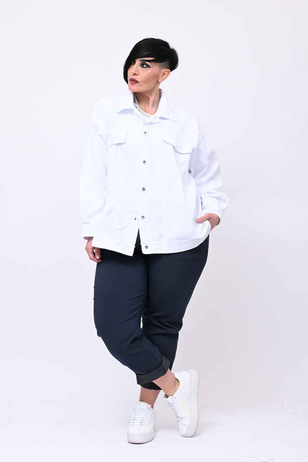 Giacca jeans over - Bianco