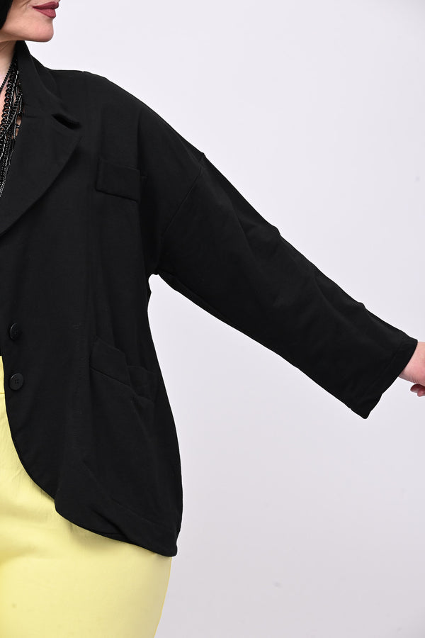 Giacca felpa stondata - Nero