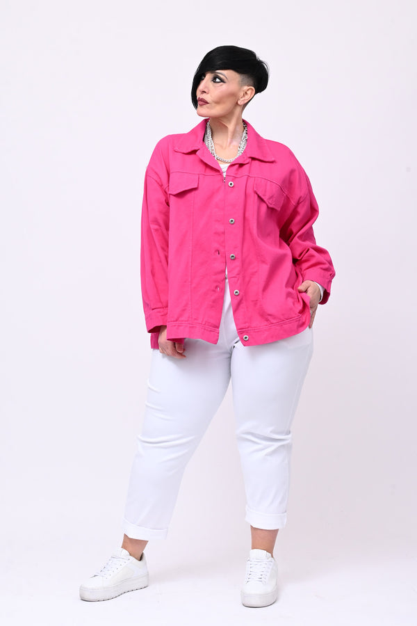 Giacca jeans over - Fuxia