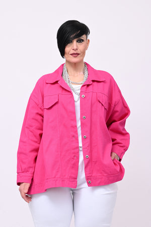 Giacca jeans over - Fuxia
