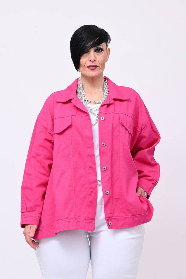 Giacca jeans over - Fuxia