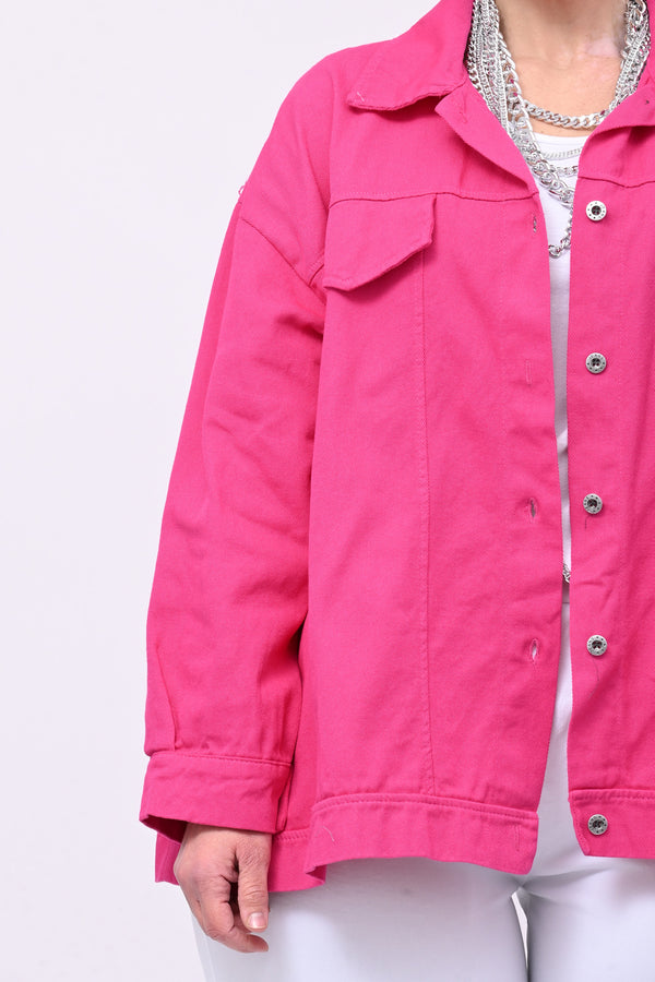 Giacca jeans over - Fuxia