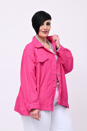 Giacca jeans over - Fuxia