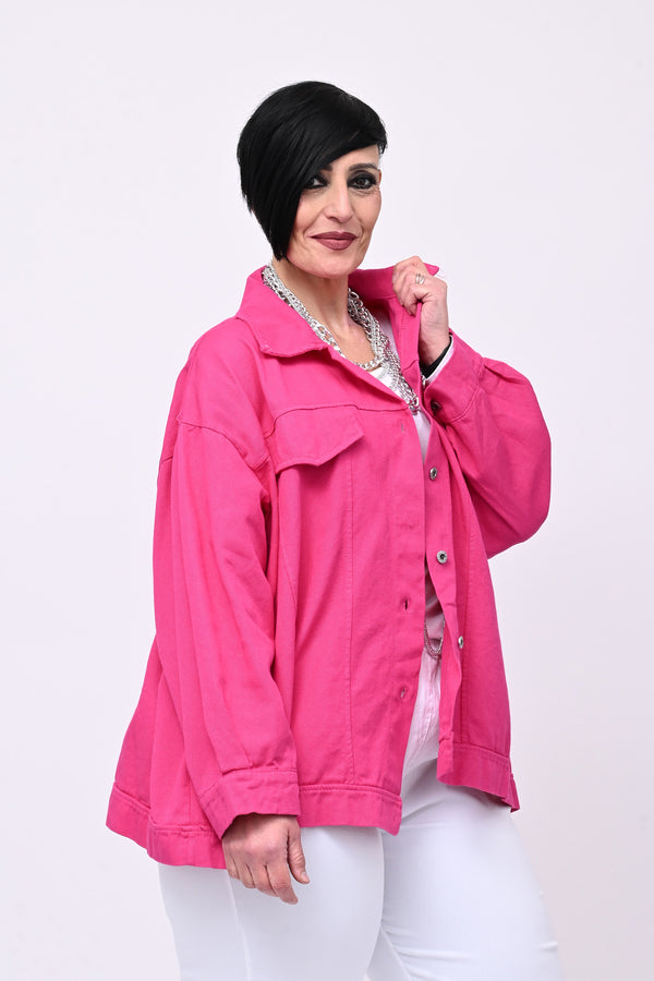 Giacca jeans over - Fuxia