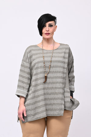 Maglia garzata righe - Fango