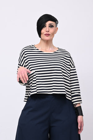 Felpa crop righe - Blu