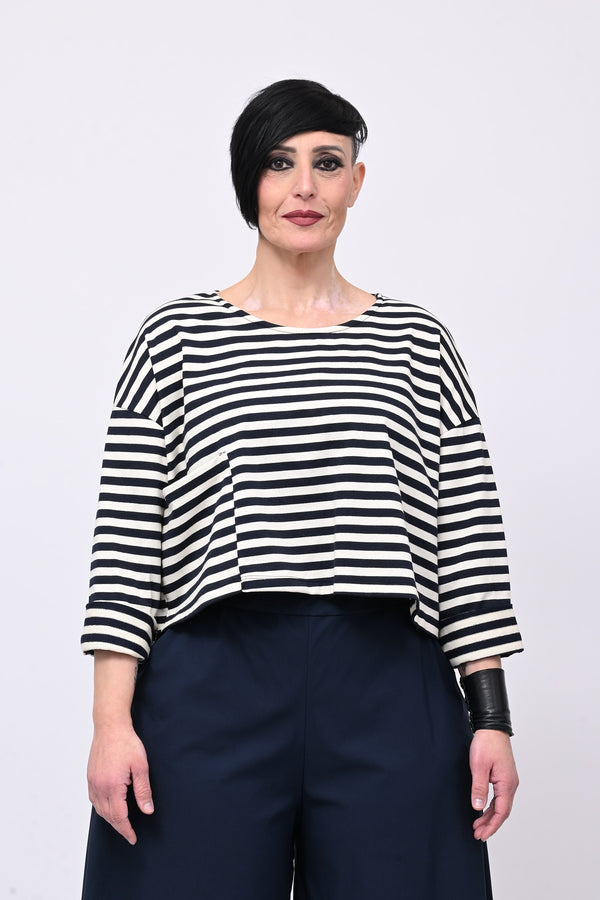 Felpa crop righe - Blu