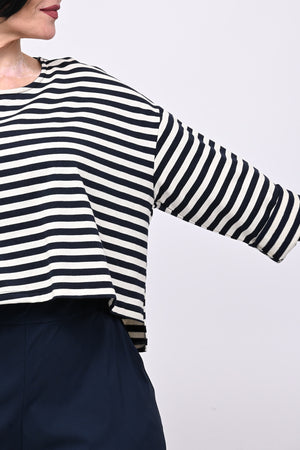 Felpa crop righe - Blu