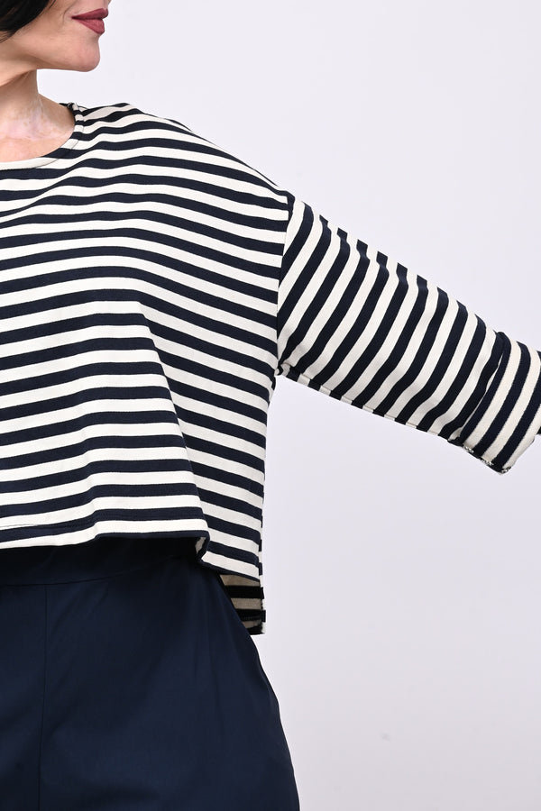 Felpa crop righe - Blu