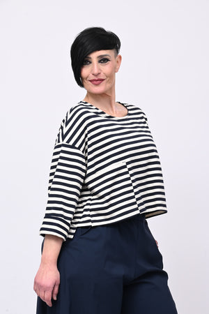 Felpa crop righe - Blu