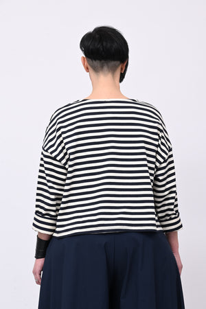 Felpa crop righe - Blu