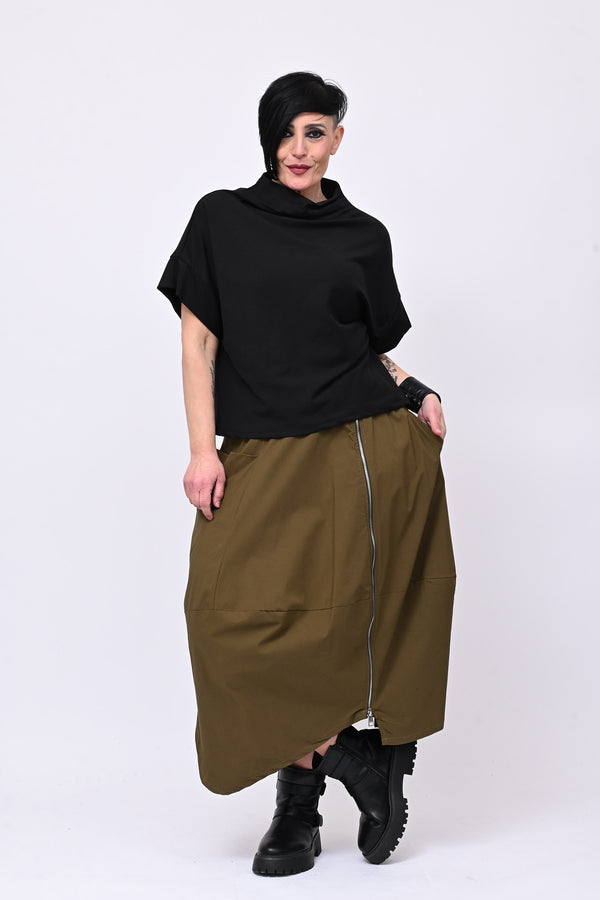 Gonna bengalina zip - Verde militare