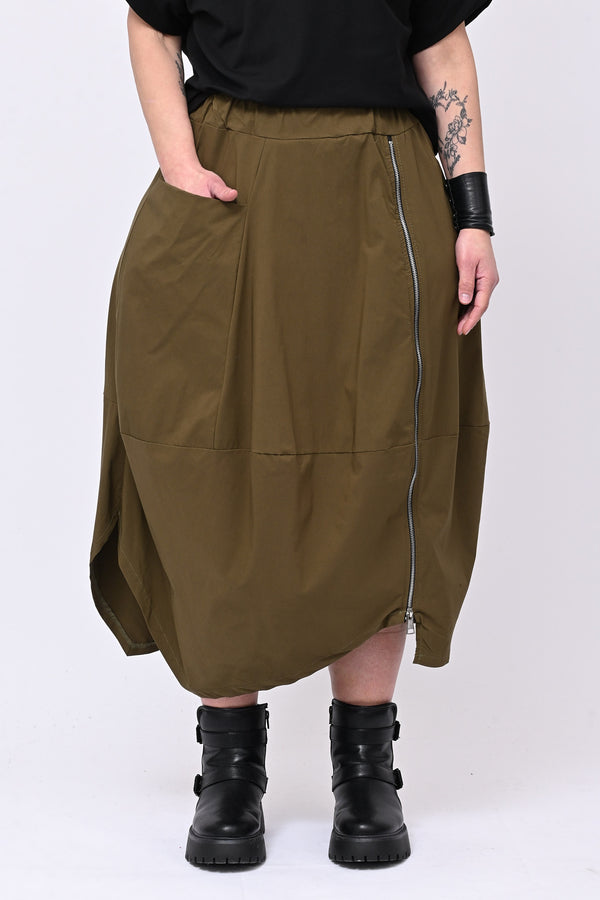 Gonna bengalina zip - Verde militare