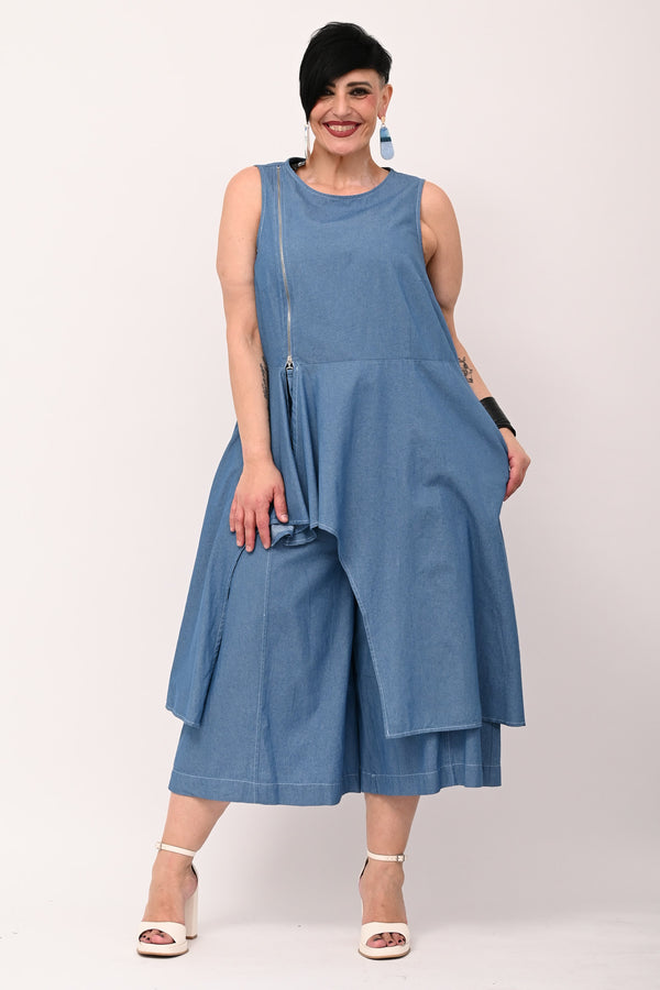 Gaucho Chambray with Belt - Light Blue