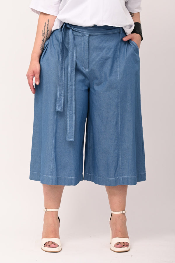 Gaucho Chambray with Belt - Light Blue