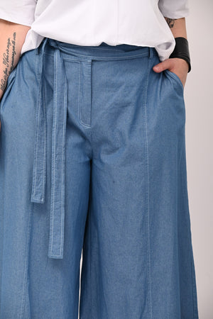 Gaucho Chambray with Belt - Light Blue