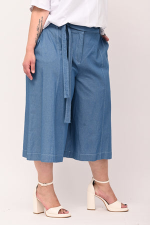 Gaucho Chambray with Belt - Light Blue