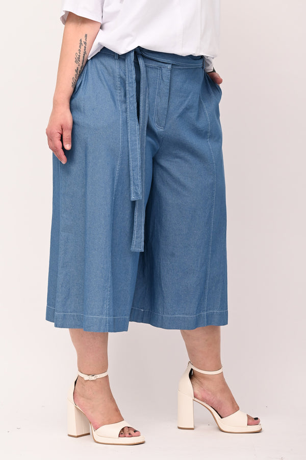 Gaucho Chambray with Belt - Light Blue