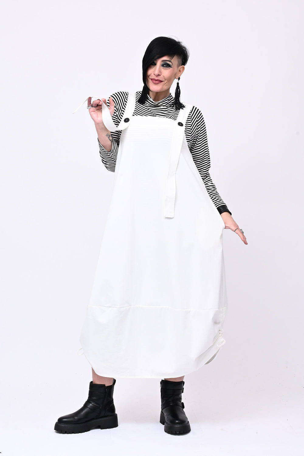 Abito salopette laccio - Bianco