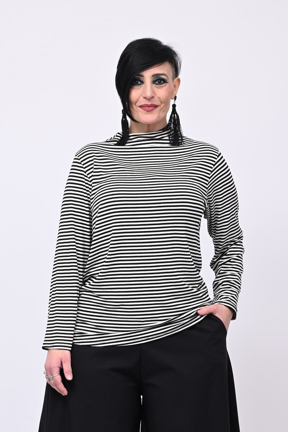 Maglia lupetto righe - Nero